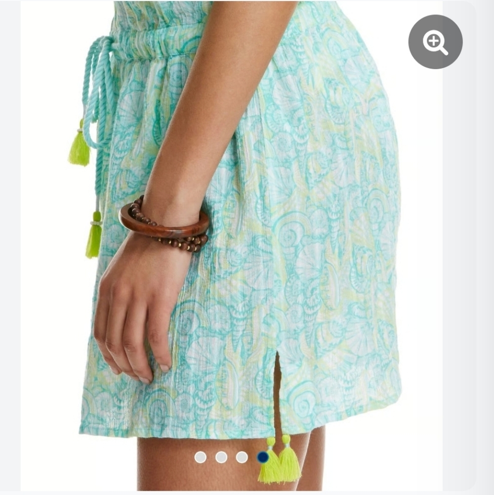 Vineyard Vines Shells Allover Print Green/Blue Bandeau Top Swim Coverup  XXS - Picture 4 of 16
